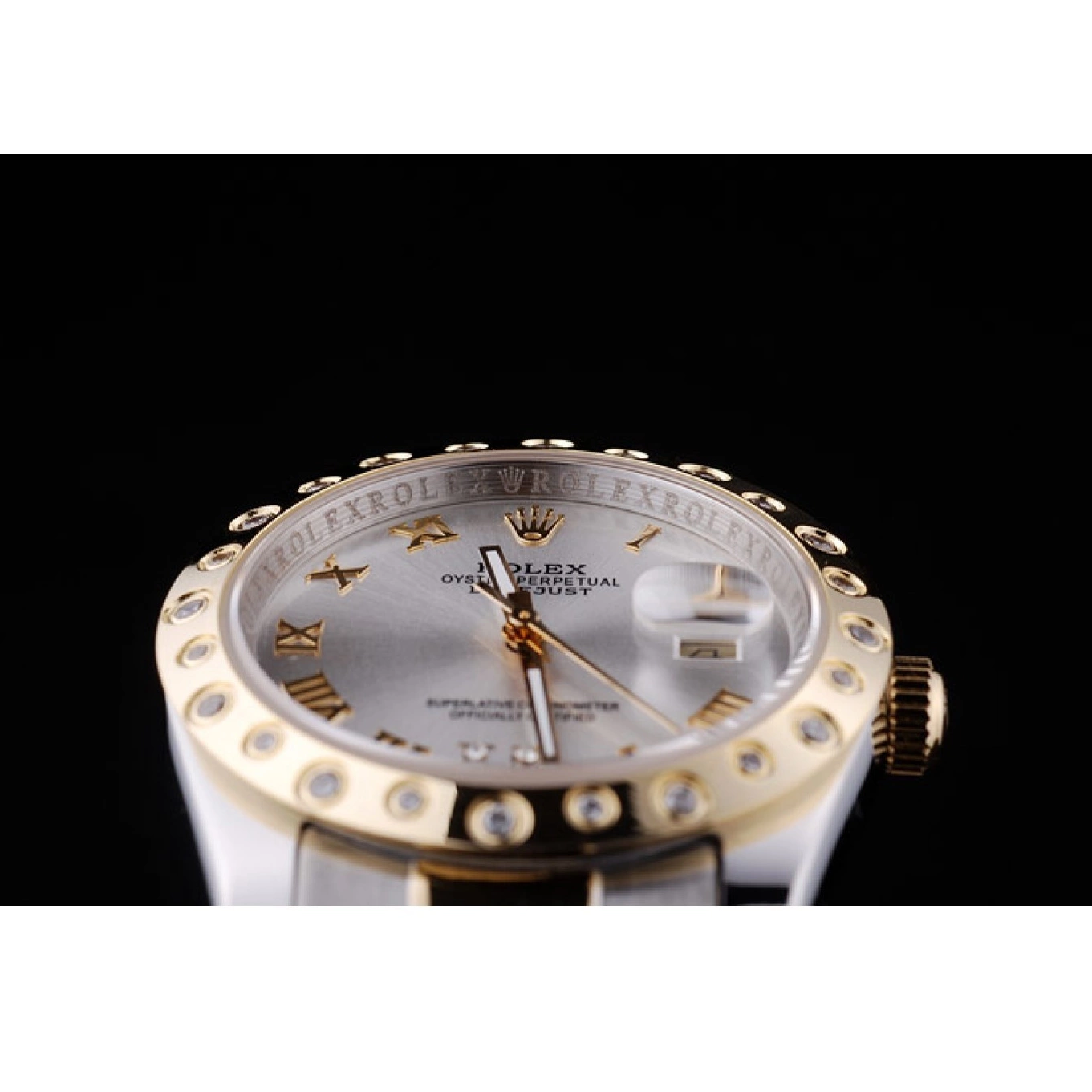 Aaa replica watch Dial Rolex Diamond Bezel Datejust 7464 White 0727